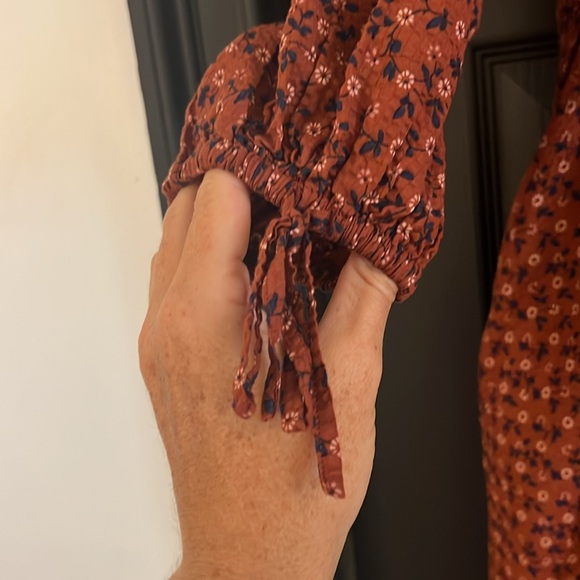 Madewell Brown A-Line Dress with Bishop Sleeves - Picture 4 of 8